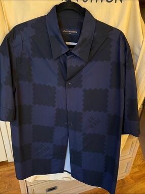 Louis Vuitton Navy Jacket with Orange Logo Stitching